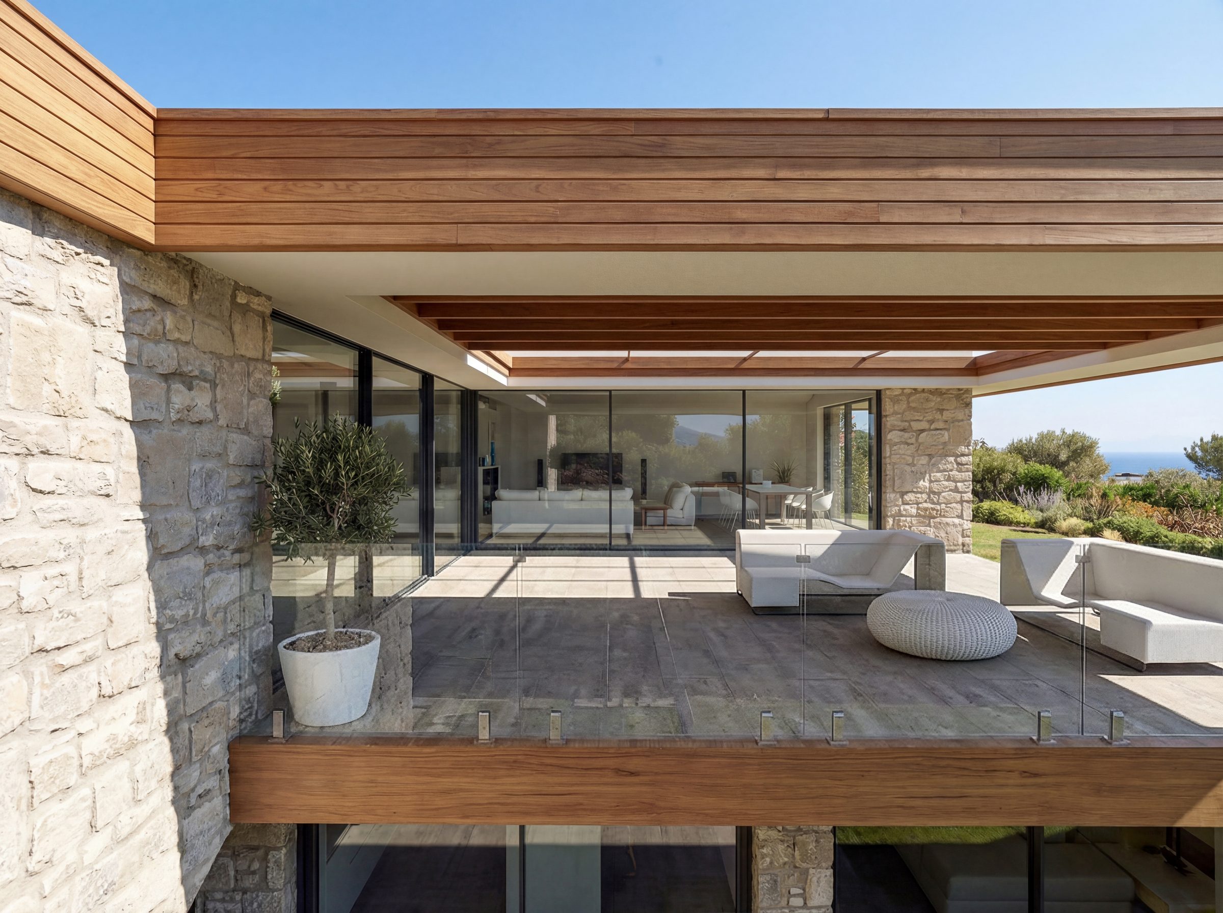 Bodrum luxury villa stone exterior covered terrace, Turkey, by Doty Construction