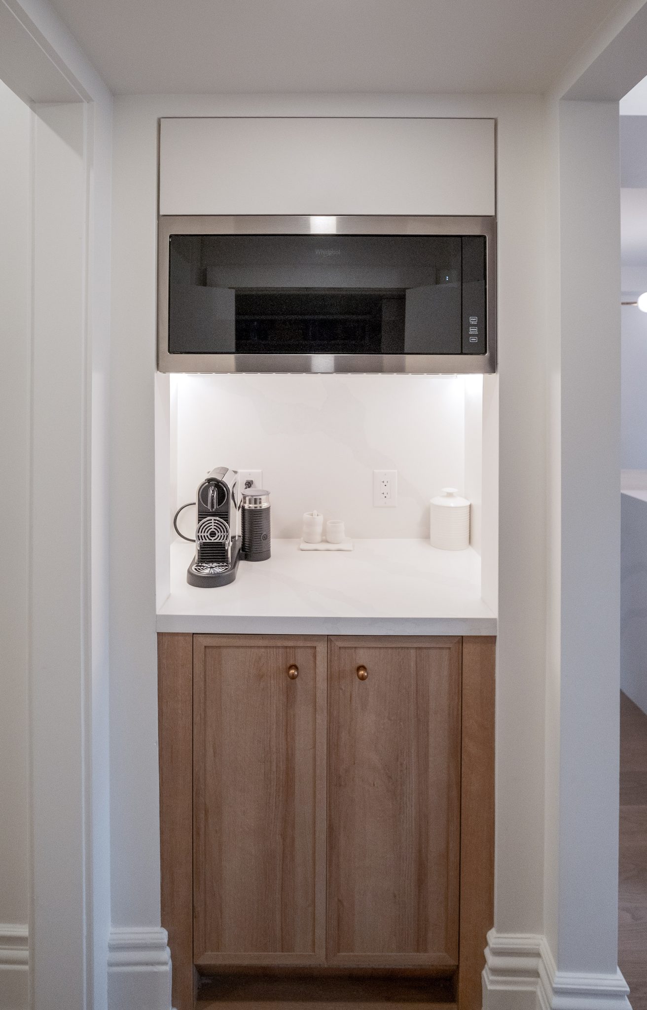 Coffee station millwork, High Park renovation, Toronto
