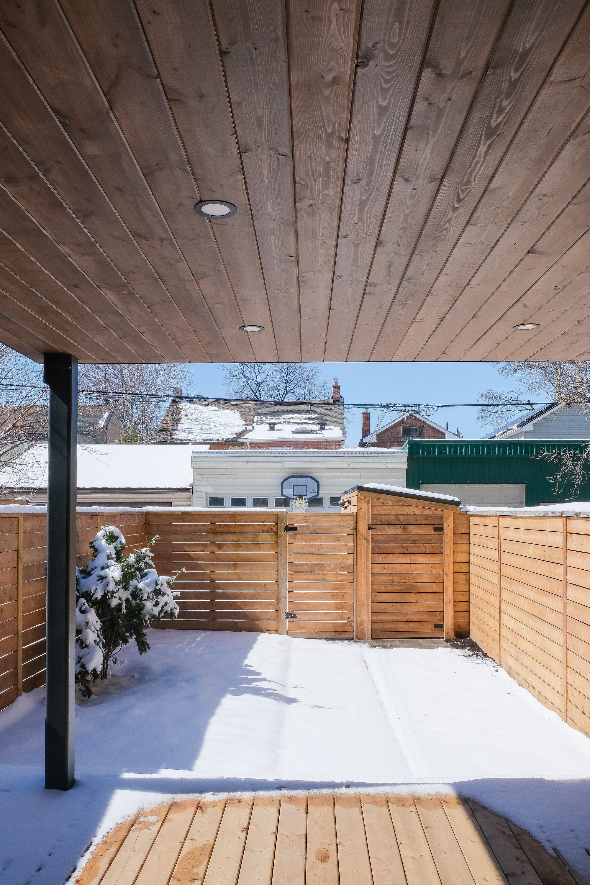 Outdoor living space at Junction House, Toronto